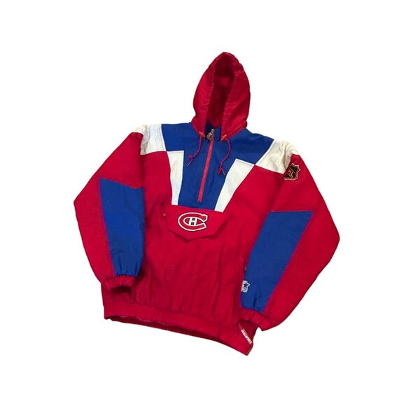 Vintage 90's Starter Montreal Canadiens NHL Pullover Puffer Jacket Red Men's XL - Picture 4 of 8